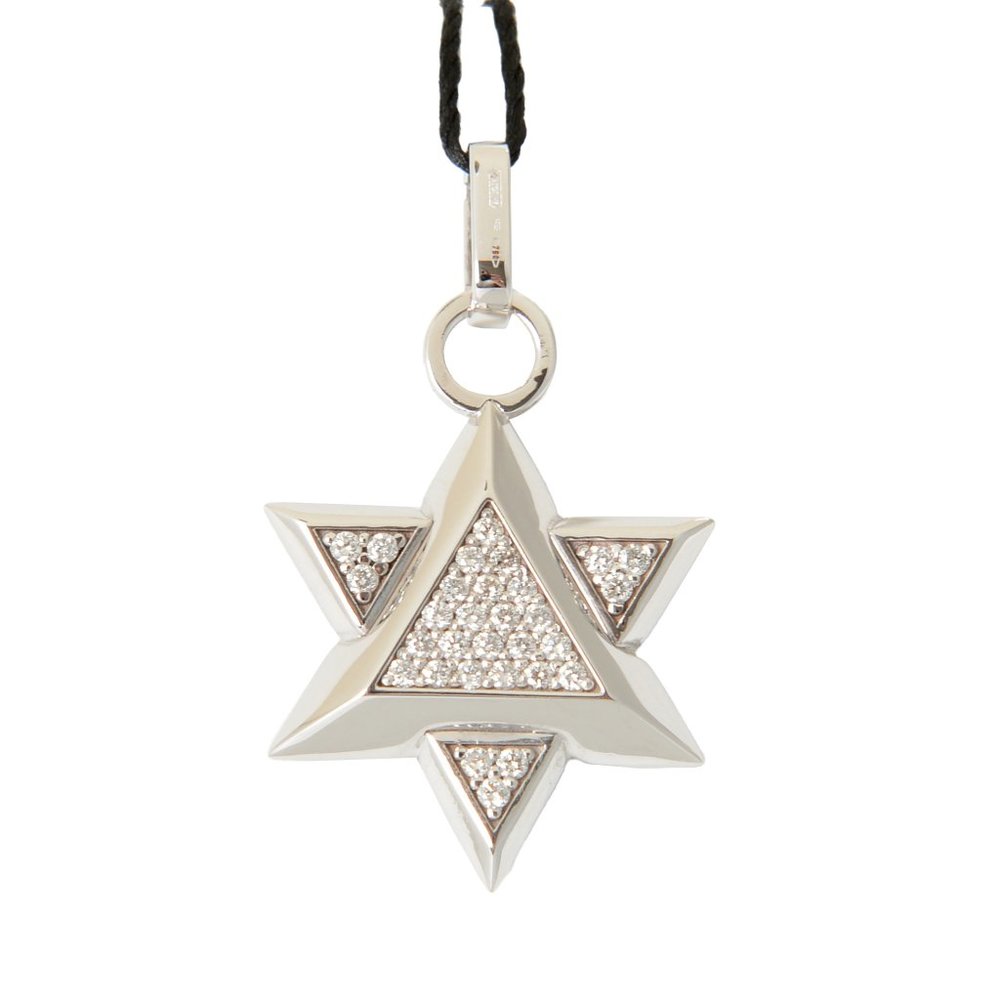 BARAKA Men's ST281151BIDB000047 White Gold Diamonds Star Of David Pendant